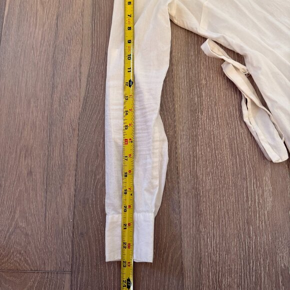 White Women's Button-Down Blouse with Square Collar Waist Tie Elle XS - Picture 10 of 10